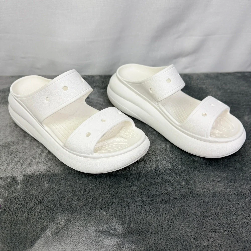 Crocs Platform Sandals White Comfort Slides Lightweight Women's Size 9‎